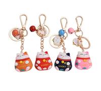 KOMBIUDA 4 Stück Niedliche Glückskatze Schlüsselanhänger aus Strapazierfähigem Kunststoff Bunte Taschenanhänger für Rucksack und Schlüsselbund Dekorative Katzen Zufälliger Zufälliger Stil