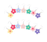 KOMBIUDA 7 Paare Bunte Blumenohrringe Hängend Damen Modeschmuck Farbenfrohe Blütenohrringe für Sommer Strand Festival Alltag Geschenk Zufällige Farbe Zufällige Farbe
