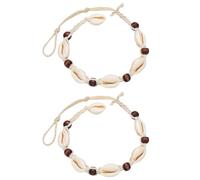 KOMBIUDA Boho 2 Stück Fußkettchen und Armbänder aus Natürlichen Muscheln Ethno Kettenanhänger Damen Schmuck für Strand und Alltag