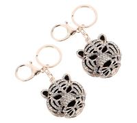 KOMBIUDA Glänzender Strass Tiger Schlüsselanhänger aus Verschleißfestem Metall Kompakt 5X45cm Kreatives Design für Schlüsselbund und Taschen Deko 2 Stück