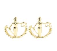 KOMBIUDA Goldene Libra Brosche 2 Stück Metall Anstecknadel mit Waage Göttin Motiv für Damen Kragen Accessoire mit Gerechtigkeitssymbol Schmuck für Business und Festliche Anlässe