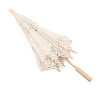 KOMBIUDA Großer Spitzen Brautschirm mit Zarter Spitze Ergonomischem Griff als Hochzeitsdeko Tanz und Fotorequisit Weißer Spitzenregenschirm für Braut und Vintage Stil