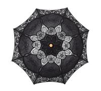 KOMBIUDA Großer Weißer Brautschirm mit Filigraner Stickerei Leichter Spitzen Regenschirm für Hochzeit Fotografie Requisite Dekorativer Vintage Spitzenschirm für Damen und Tanz