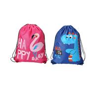 KOMBIUDA Kinder Schwimmtasche Kordelzug Strandrucksack 2 Stück Blau Dinosaurier Pink Flamingo Kinderbedarf Schwimmen Strand