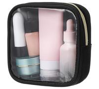 KOMBIUDA Kleiner Kosmetiktasche aus Robustem PVC mit Reißverschluss Tragbare Kulturbeutel für Reisen und Aufbewahrung Schwarz und Durchsichtig für Unterwegs