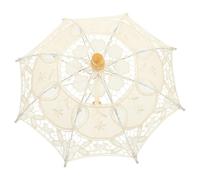 KOMBIUDA Kleiner Spitzen Sonnenschirm aus Baumwolle mit Bestickten Blumen für Mädchen Leichter Hochzeitsschirm und Fotorequisite für Tanz und Bühne