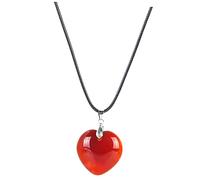 KOMBIUDA Roter Achat Herz Halskette Mit Langem Anhänger Aus Naturstein Damen Pulloverkette Für Alltag Und Party