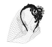 KOMBIUDA Vintage Braut Stirnband mit Funkelnden Strasssteinen Mesh Schleier Haarschmuck Leichter Retro Headpiece für Hochzeit Brautjungfern Elegantes Jahre Accessoire