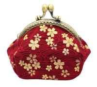 KOMBIUDA Vintage Cherry Blossom Muster Münzbörse Damen Kleine Aufbewahrungsbörse mit Glatter Naht und Mittlerer Kapazität für Kleingeld Lippenstift Alltag und Reisen