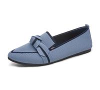 Komfort Ballettschuhe Damen Knit Spitze Zehen Flache Pumps Modische Flache Mary Jane Schuhe,Blau,41 EU