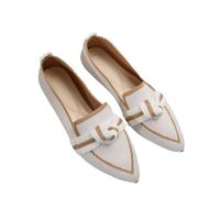 Komfort Ballettschuhe Damen Knit Spitze Zehen Flache Pumps Modische Flache Mary Jane Schuhe,Weiß,39 EU