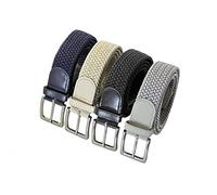 Komfortabel Elastische Geflochtener Stretch Gürtel - Stretchbelt - Stoffgürtel - Gürtel Flecht - Damen und Herren (105 B.W. = Gesamtlänge 120 Cm., 4 Pack: Schwarz, Blau, Grau, Beige)