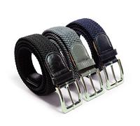 Komfortabel Elastische Geflochtener Stretch Gürtel - Stretchbelt - Stoffgürtel - Gürtel Flecht - Damen und Herren (95 B.W. = Gesamtlänge 110 Cm., 3 Pack: Schwarz, Blau, Grau)