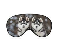 Komfortable Augenmaske für Schlaf, Husky-Welpen, Hunde, bedruckt, lichtblockierend, Augenabdeckung mit verstellbarem Riemen, Augenklappen, Augenbinde für Büro, Nickerchen, Reisen