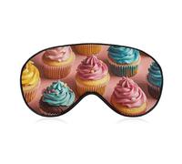 Komfortable Augenmaske zum Schlafen, bunte Cupcakes, bedruckt, lichtblockierend, Augenabdeckung mit verstellbarem Riemen, Augenklappen, Augenbinde für Büro, Nickerchen, Reisen