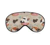 Komfortable Augenmaske zum Schlafen, Kuhdruck, bedruckt, lichtblockierend, Augenabdeckung mit verstellbarem Riemen, Augenklappen, Augenbinde für Büro, Nickerchen, Reisen