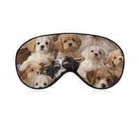 Komfortable Augenmaske zum Schlafen, niedliche Hunde, bedruckt, lichtblockierend, Augenabdeckung mit verstellbarem Riemen, Augenklappen, Augenbinde für Büro, Nickerchen, Reisen