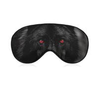 Komfortable Augenmaske zum Schlafen, schwarz-rot-äugiger Wolf, bedruckt, lichtblockierend, Augenabdeckung mit verstellbarem Riemen, Augenklappen, Augenbinde für Büro, Nickerchen, Reisen