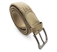Komfortabel Elastische Geflochtener Stretch Gürtel - Stretchbelt - Stoffgürtel - Gürtel Flecht - Damen und Herren (90 B.W. = Gesamtlänge 105 Cm., Beige)