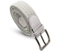 Komfortabel Elastische Geflochtener Stretch Gürtel - Stretchbelt - Stoffgürtel - Gürtel Flecht - Damen und Herren (90 B.W. = Gesamtlänge 105 Cm., Weiß)