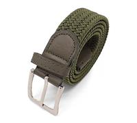 Komfortabel Elastische Geflochtener Stretch Gürtel - Stretchbelt - Stoffgürtel - Gürtel Flecht - Damen und Herren (95 B.W. = Gesamtlänge 110 Cm., Grün)