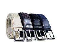 Komfortabel Elastische Geflochtener Stretch Gürtel - Stretchbelt - Stoffgürtel - Gürtel Flecht - Damen und Herren (100 B.W. = Gesamtlänge 115 Cm., 4 Pack: Schwarz, Blau, Braun und Beige)