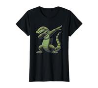 Komodo Dragon, Dabbing | Monitor Lizard, Jungen, Kinder | Eidechse Preisgünstiges Grafik-T-Shirt, Damen, Schwarz, XL