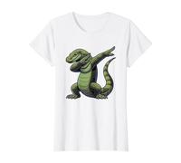 Komodo Dragon, Dabbing | Monitor Lizard, Jungen, Kinder | Eidechse Preisgünstiges Grafik-T-Shirt, Damen, Weiß, XL