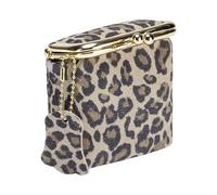 Kompakte Geldbörse mit Reißverschluss, Leopardenmuster, 8 x 9 x 4 cm, tragbare Aufbewahrung für Schmuck, Lippenstift, Zubehör, kleine Reise-Münztasche, Grau-weißer Leopard P, Einheitsgröße