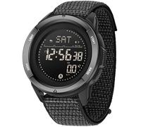 Kompass Digitale Militär Uhr für Herren Damen Nylon Armbanduhren mit Metronom Schrittzähler Duale Zeitzone Timer Stoppuhr 5ATM wasserdichte Digitaluhren