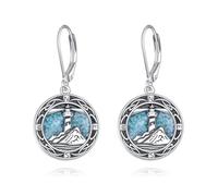 Kompass Leuchtturm Ohrringe 925er Sterlingsilber Kompass Leuchtturm türkis baumelnde Tropfenohrringe Kompass Schmuck Geschenk für Männer und Frauen