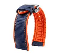 Kompatibel mit Longines Seiko Water Ghost Hamilton Serie Nylon-Gummi-Uhrenarmband 20 mm 22 mm 23 mm Armband Herren weiches wasserdichtes Armband(Blue Orange silverB,23mm)