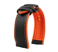 Kompatibel mit Longines Seiko Water Ghost Hamilton Serie Nylon-Gummi-Uhrenarmband 20 mm 22 mm 23 mm Armband Herren weiches wasserdichtes Armband(Black Orange blackB,21mm)