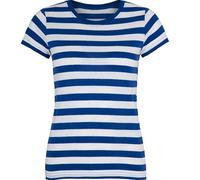 Kompatibel mit Mantis - Damen Retro Streifen T-Shirt im Marine Look, Kurzarm Rundhals T-Shirt, Oeko-Tex 100 Zertifiziert, Baumwolle in Conversion, Vegan (Royal - XL)