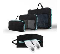 Kompressions-Packwürfel-Set / 4er-Set - Schwarz-Türkis