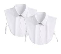 KOMUNJ 2 Stück Krageneinsatz Damen,Blusenkragen Einsatz Frauen,Fake Kragen Für Anzug,Polyestergarn Kragen Abnehmbare Für Frauenkleidung und Pullover Einheitsgröße Weiß