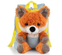 KOMUNJ Kleinkind Rucksack, Abnehmbarer Plüsch Puppe Kindergartenrucksack, Cartoon Kinder Rucksack Tier Cartoon Mini Tasche Plüsch Kinder Rucksack, für Baby 1-5 Jahre, Fuchs