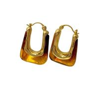 KONFEN 18K Ohrringe Creolen, U-Form Chunky Ohringen Gold mit Resin für Damen, Ohrring Hoop Earrings Ohr Creolen Ohringe Oringe Hypoallergen Geometric Ohrmuschel Schmuck für Mädchen (Bernstein)