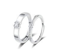 KONFEN 2PCS Cubic Zirkonia Paar Partnerringe Set, Verstellbare Offen Eternity Verlobungsring Versprechen Ring für Damen & Herren, Hypoallergener Schicksal Ring Geschenke für Damen Jahrestag
