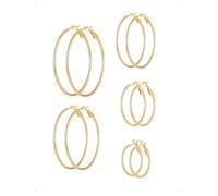 KONFEN 5 Paar 30/40/50/60/70 MM Große Creolen Ohrringe Set Edelstahl Damen, Dünne Creolen Hängende Ohrring Mehrfach Piercing Hypoallergen Modeohrringe Ohrschmuck Tragus Ohrknorpel Stapelbar, Gold