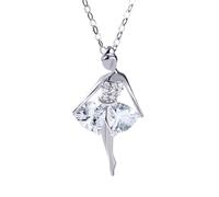 KONFEN Ballerina Kette 925 Silber, Halskette Anhänger Halsketten mit Zirkon, Silber Ballet Dancer Ketten Schmuck Geschenke für Mädchen Frauen Frau Valentinstag Jubiläum Geburtstag