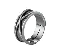 KONFEN Crossover Herren Ring, Wikinger Verstellbare Geschnitzte Ringe für Männer Hypoallergenes, Einzigartige Textur Vintage Hip Pop Offene Ringe Gothic Punk Klassischer Herrenschmuck, Silber