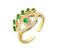 KONFEN Damen Hochwertige Smaragde Verstellbare Offene Ringe, Schlangenring Zirkonring, Hochzeit Party Glänzend Klassisch Elegant und Vintage für Damen, Grün, Stahl