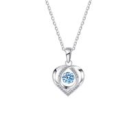 KONFEN Damen Kette Herz Zirkonia, Women Herz Anhänger Halskette mit Zirkon Beweglicher, Ketten Damen Glänzend Klassisch Collier Jewelry, Heart Necklace Schmuck für Frauen Mädchen, Blau