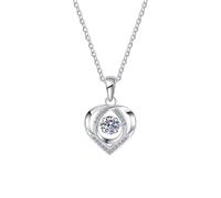 KONFEN Damen Kette Herz Zirkonia, Women Herz Anhänger Halskette mit Zirkon Beweglicher, Ketten Damen Glänzend Klassisch Collier Jewelry, Heart Necklace Schmuck für Frauen Mädchen, Weiß