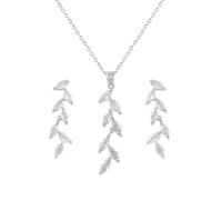 KONFEN Damen Schmuck Sets, Blätter Form Schmuckset Anhänger Halskette und Ohrringe mit Cubic Zirkonia für Frauen, Halsketten mit Verstellbarer Länge und Ohrring Geschenke für Mädchen, Gold/Silber