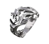KONFEN Drachen Herren Ring, Wikinger Verstellbare Geschnitzte Ringe für Männer Hypoallergenes Material, Vintage Hip Pop Offene Ringe Gothic Punk Classic Einzigartige Textur Herrenschmuck, Silber