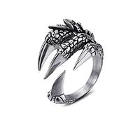 KONFEN Drachenklaue Ring Silber Damen Herren, Verstellbar Offener Ringe, Daumenring Modeschmuck Ringe Zeigefinger Ring Fußringe Silber, Retro Wikinger Schmuck Geschenke für Damen Herren Unisex