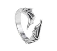 KONFEN Flügel Herren Ring, Wikinger Verstellbare Geschnitzte Ringe für Männer Hypoallergenes Material, Vintage Hip Pop Offene Ringe Gothic Punk Klassisch Einzigartige Textur Herrenschmuck, Silber