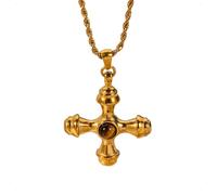 KONFEN Frauen Kreuz Anhänger Halskette, Legierung Kette Perlen Kreuz Halskette, Vintage Doppelkreuz-Anhänger mit Strass, Schmuck Geschenke für Mädchen Frauen(4 Style, Gold/Silber)
